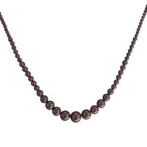 Vintage Retro Brown Knotted Beads Necklace 60s 70s Fashion Jewelry Women